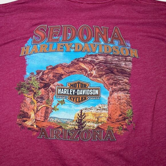 Harley Davidson T-Shirt Men 2XL Sedona Arizona Graphic Biker Tee Maroon Red - Picture 12 of 12